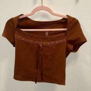 Pacsun brown ribbon detailed top!